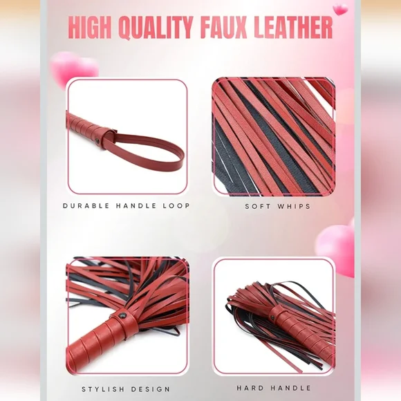 Red & Black Faux Leather “After Dark” Tassel Tease | 20” | New in Package - Picture 3 of 6